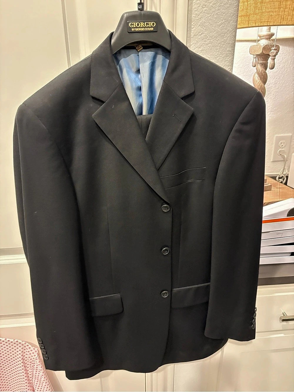 Giorgio by Giorgio Cosani RS3 Black Wool Cashmere Suit 42 R Like New